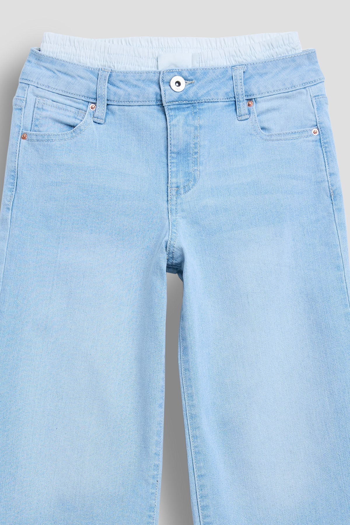 Girls Boxer Waist Wide Leg Jeans