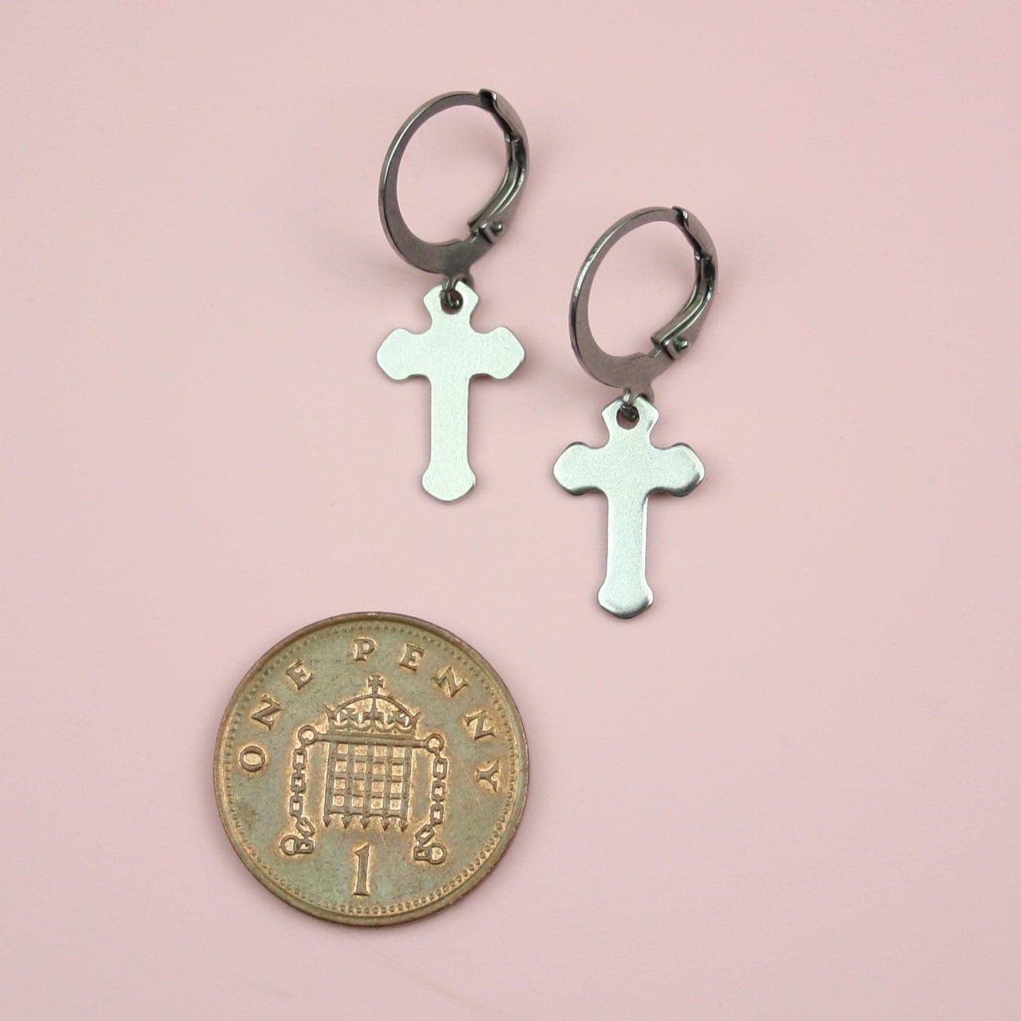 Gothic Cross Hoop Earrings