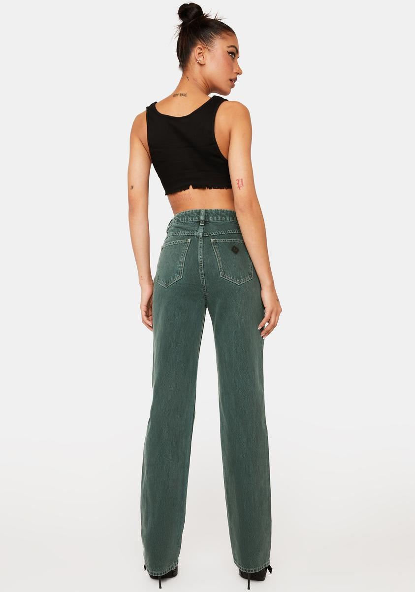90s Green 94 High Straight Jeans