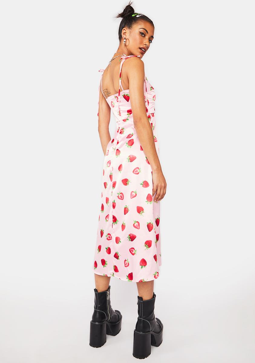 90's Strawberry Satin Dress
