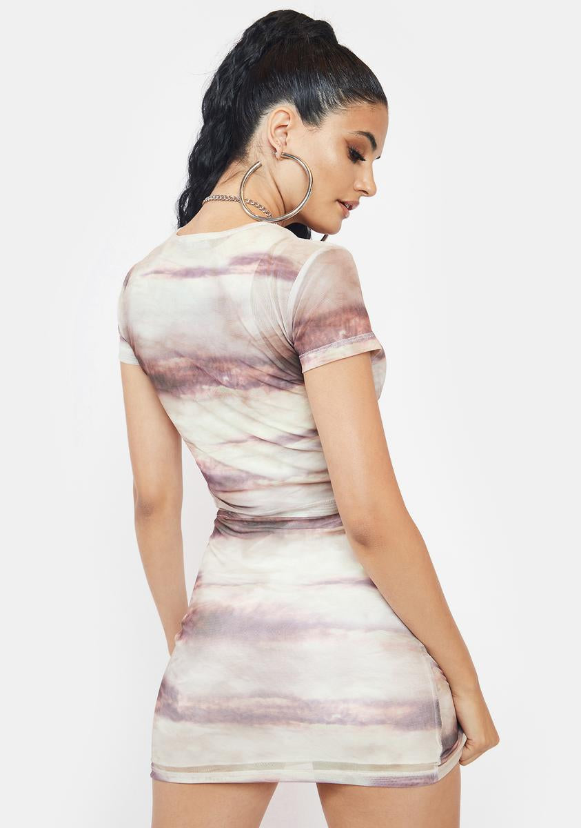 Abstract Animal Skin Mesh Wity Crop Tee