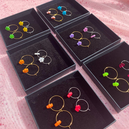 Fruit Salad Flower Power Hoop Earring Set