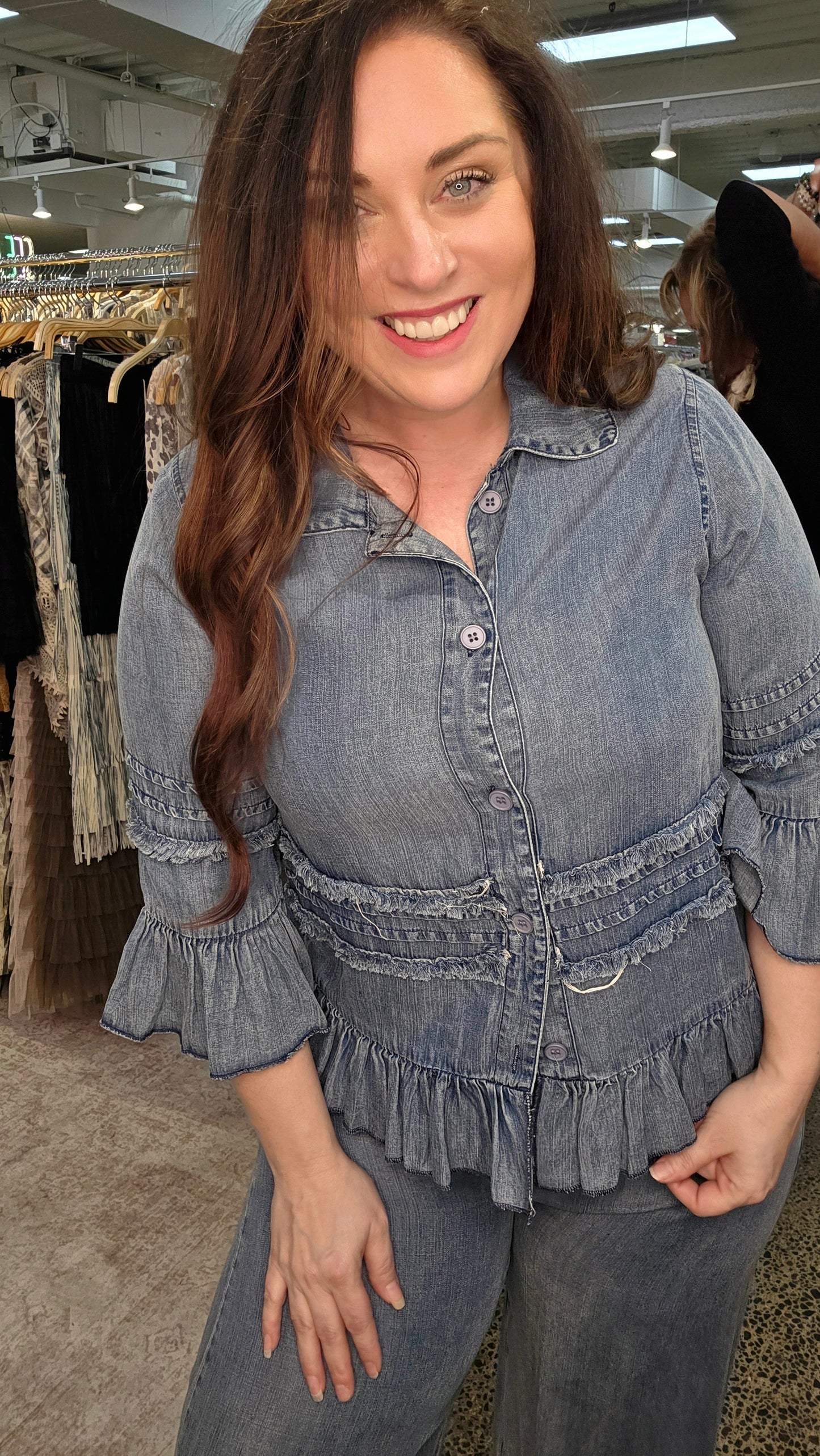 Origami - Ruffle Detail Chambray Jacket
