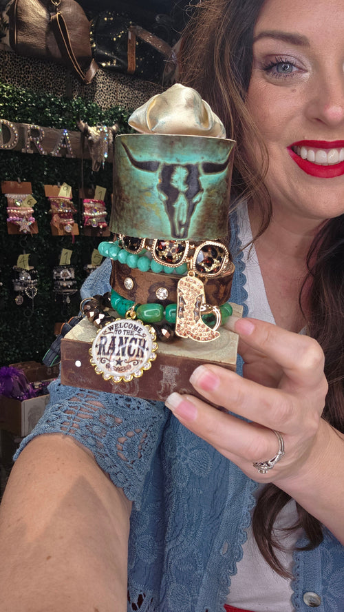 Welcome to the Ranch Western Bracelet Tower| Cowgirl Charm Layered Set by Sandra Ling Designs