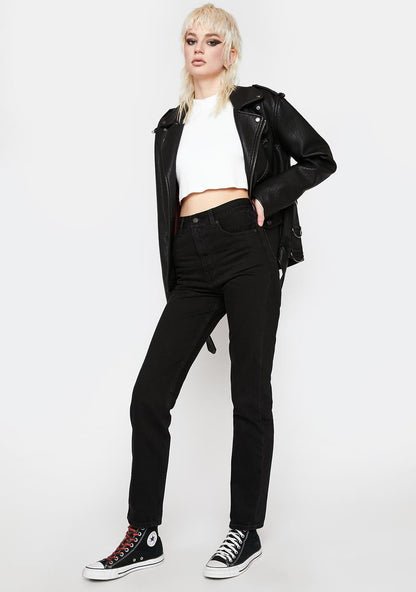 70s High Slim Straight Trainwreck Denim Jeans