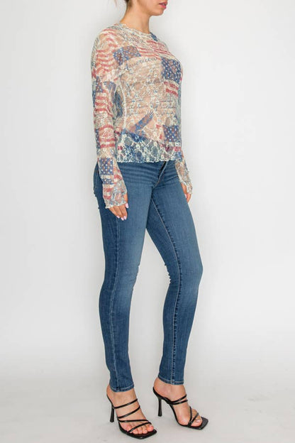 Sparkly lace top  OLS-4982BG FREEDOM: FREEDOM / L