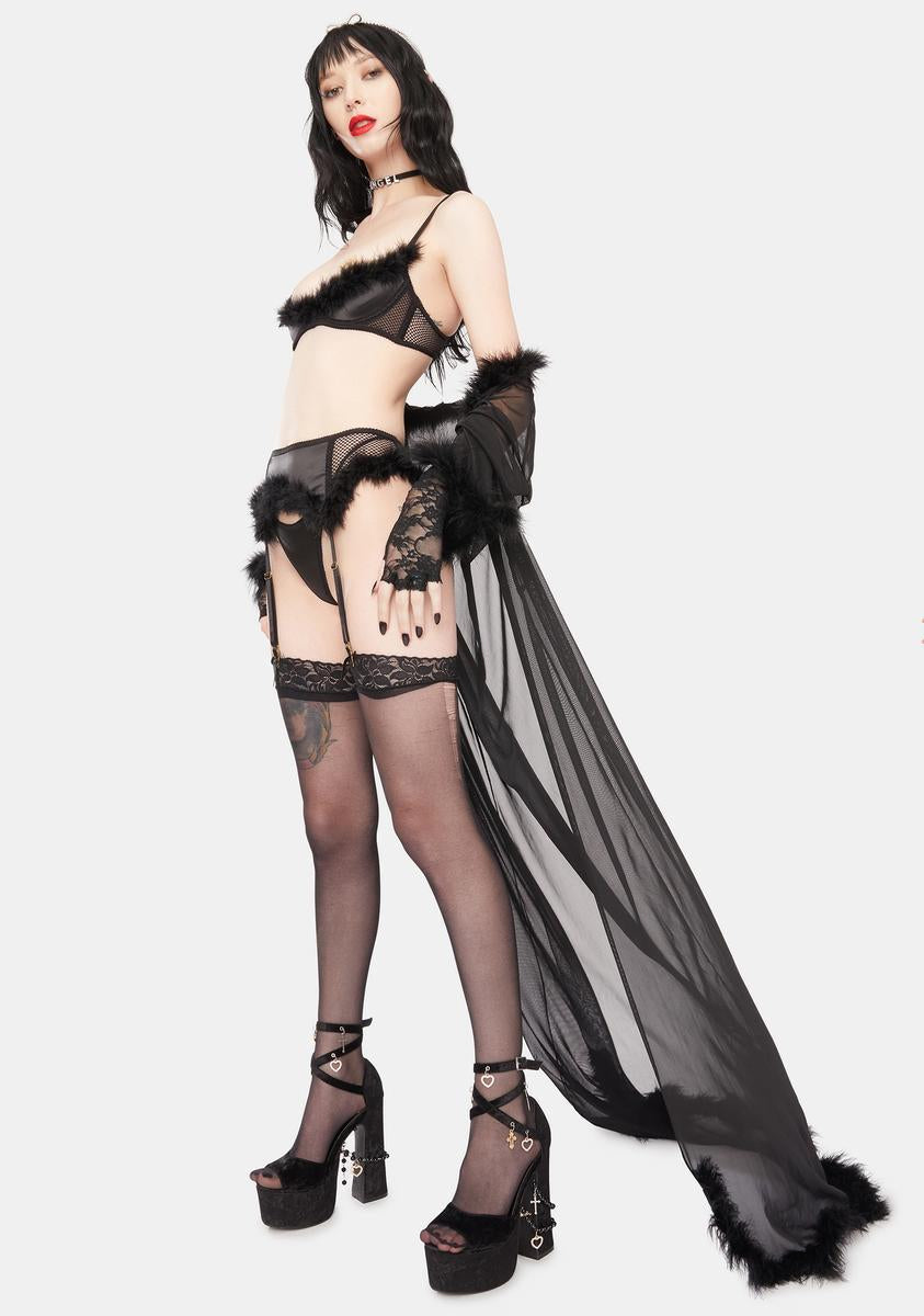 5 Minutes To Midnight Marabou Lingerie Set