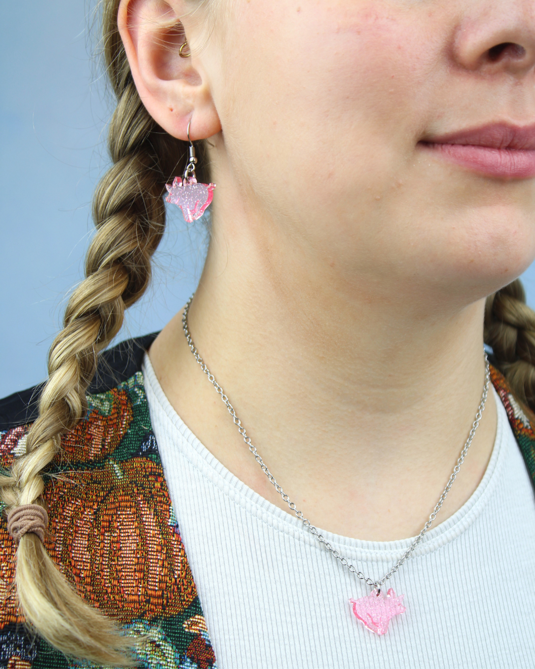Glitter Piggy In The Middle Necklace