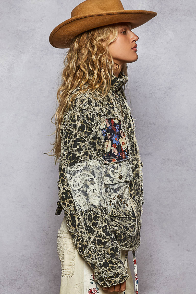 POL Lace and Leopard Jacket