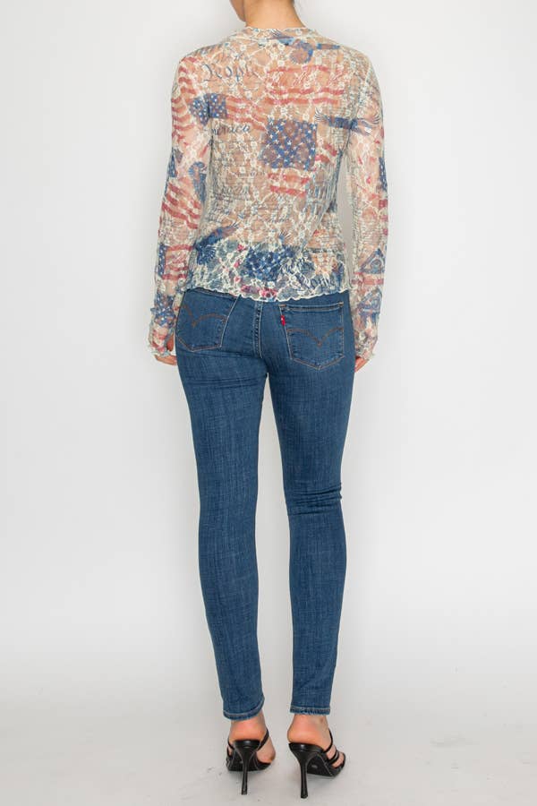 Sparkly lace top  OLS-4982BG FREEDOM: FREEDOM / XL
