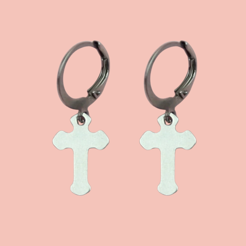 Gothic Cross Hoop Earrings