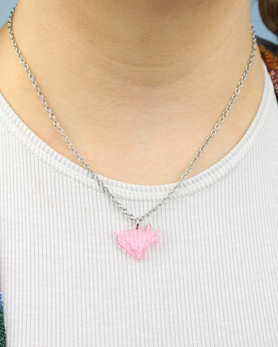 Glitter Piggy In The Middle Necklace