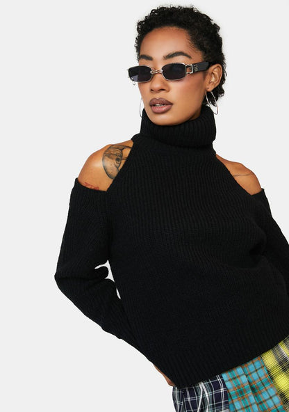 A Little Longer Cold Shoulder Sweater