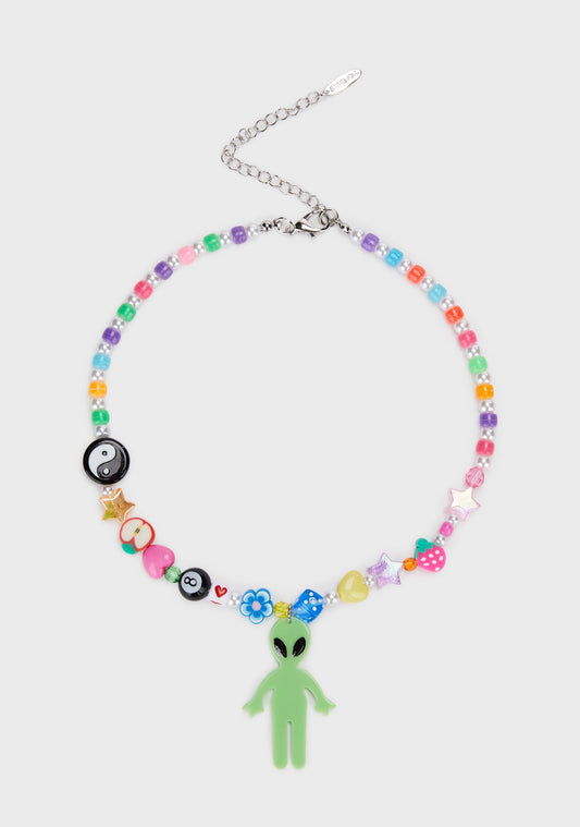 Aliens Exist Beaded Necklace