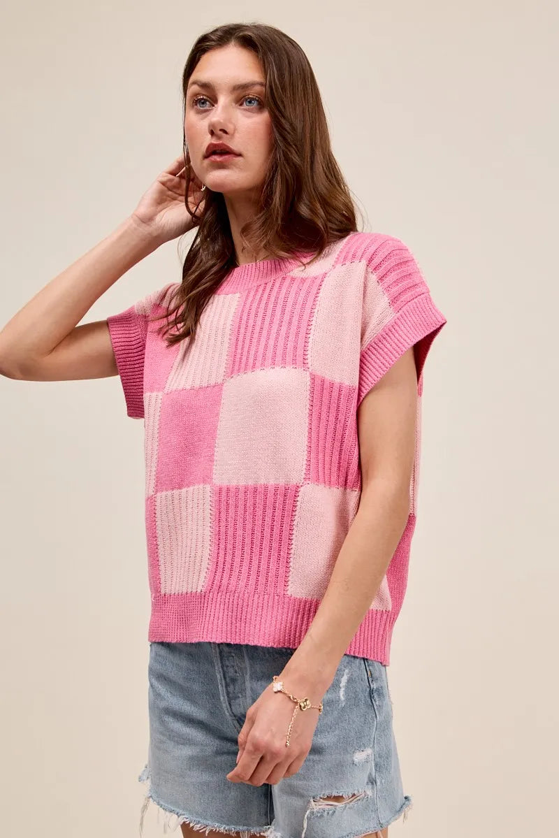 SO ME Check Plaid Casual Sweater Top