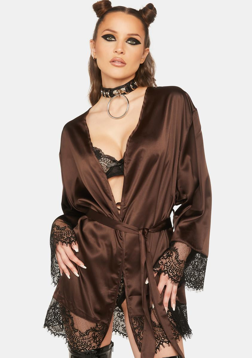 Alaia Chocolate Brown Caged Kimono