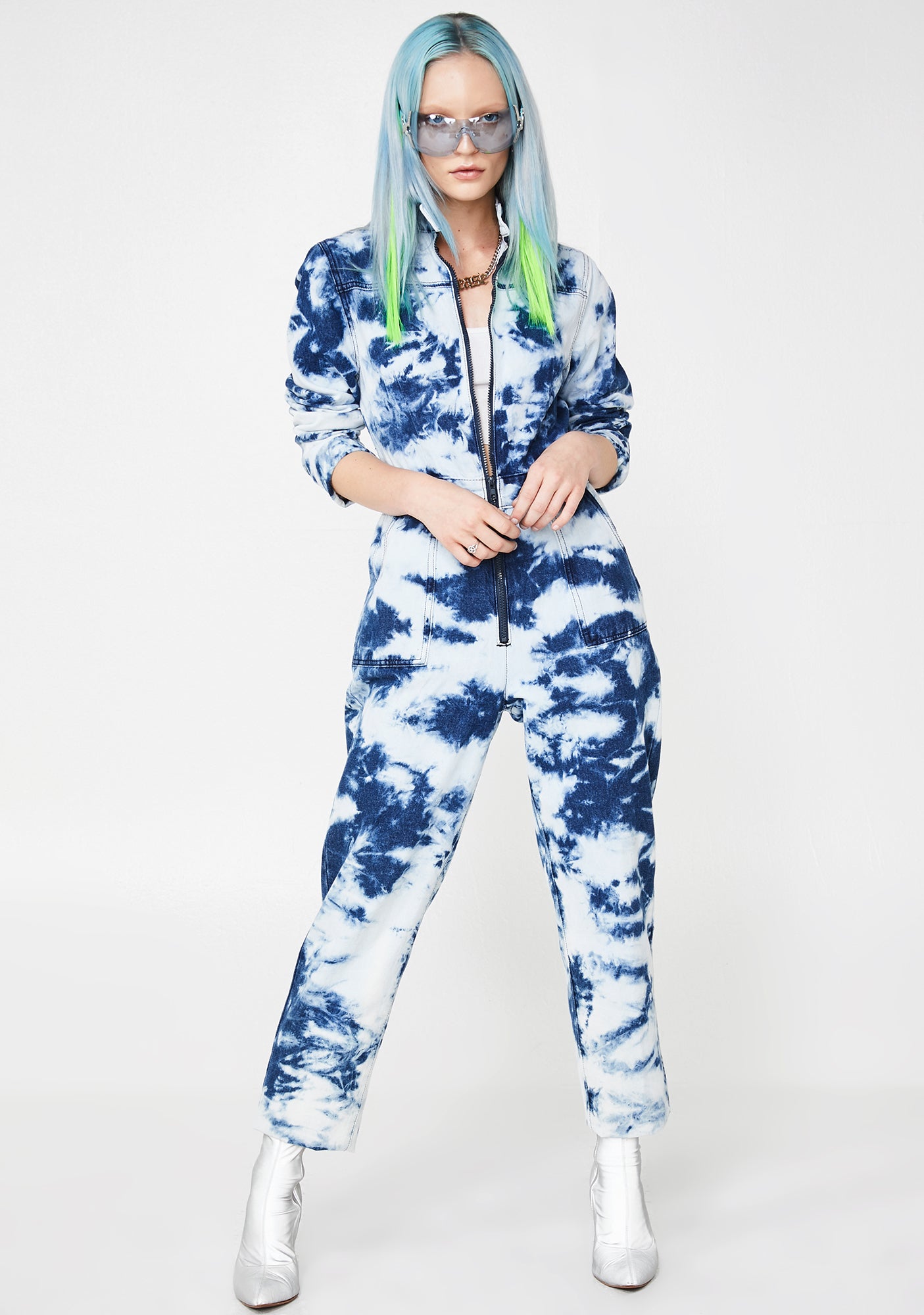 Acid Wash Blue Denim Boilersuit