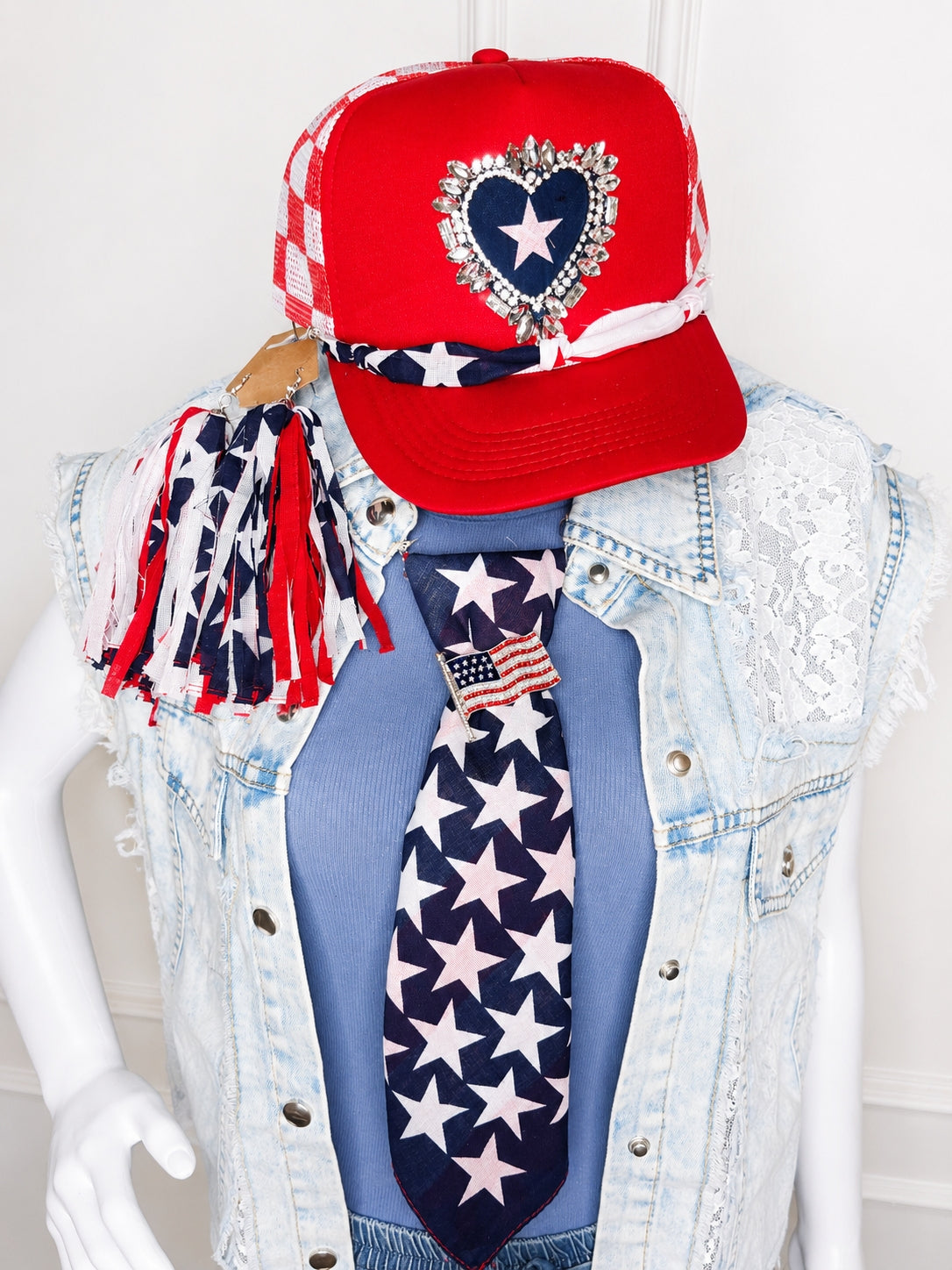 Patriotic Bandana Tassel Earrings by Sandra Ling Designs
