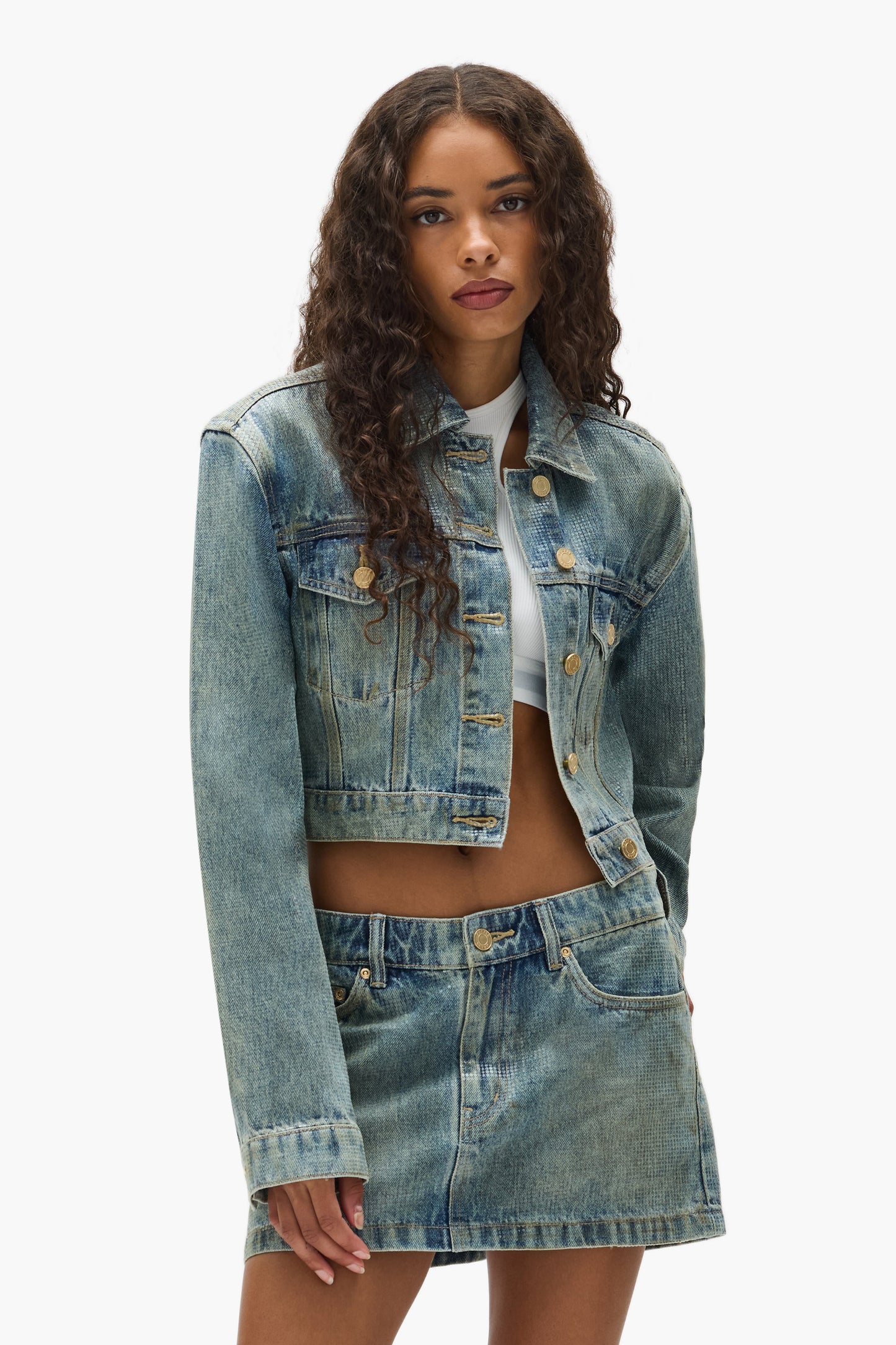Tiled Overlay Cropped Jacket