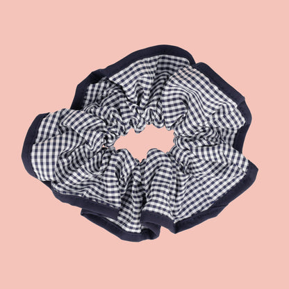 Gingham Scrunchie - Navy Blue