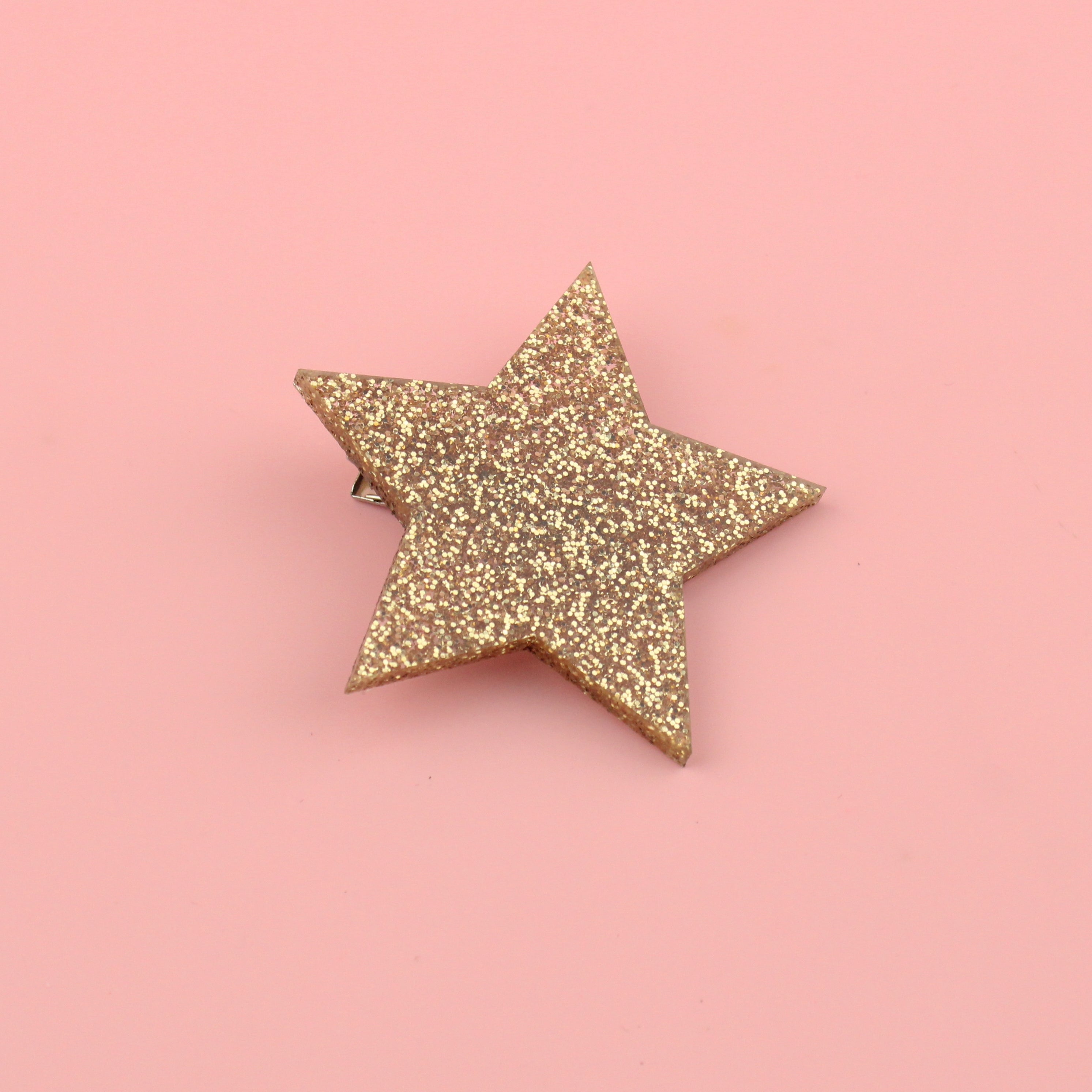 Gold Glitter Single Star Hair Clip