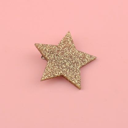 Gold Glitter Single Star Hair Clip