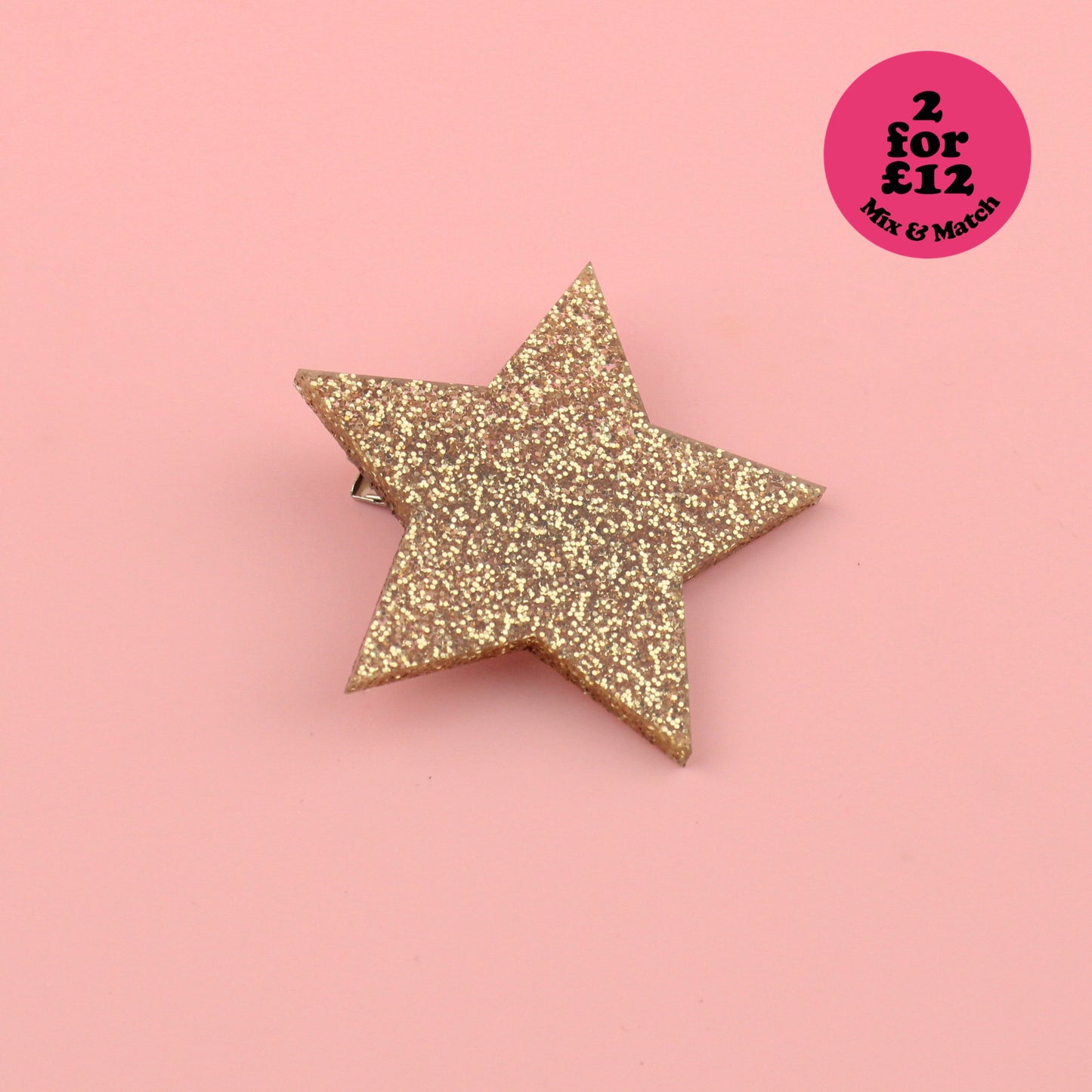 Gold Glitter Single Star Hair Clip