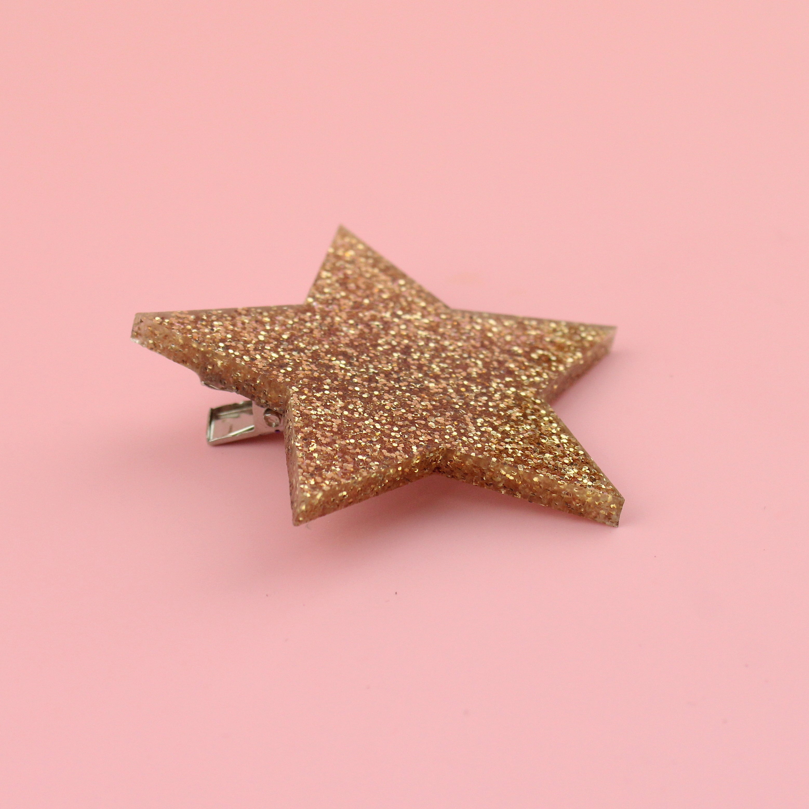 Gold Glitter Single Star Hair Clip