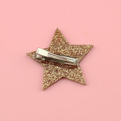 Gold Glitter Single Star Hair Clip