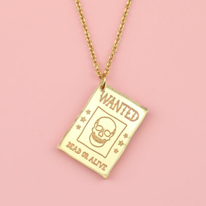 Gold Wanted Poster Necklace