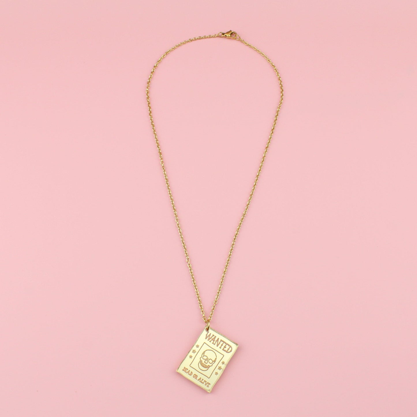 Gold Wanted Poster Necklace