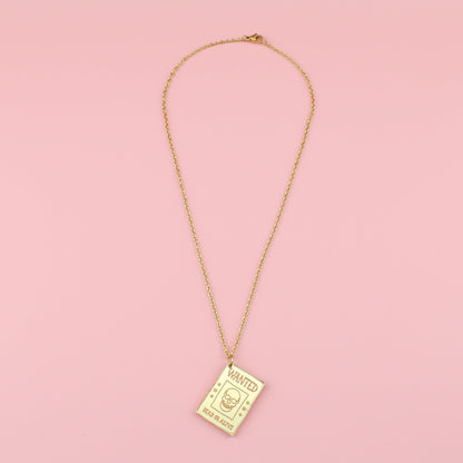 Gold Wanted Poster Necklace