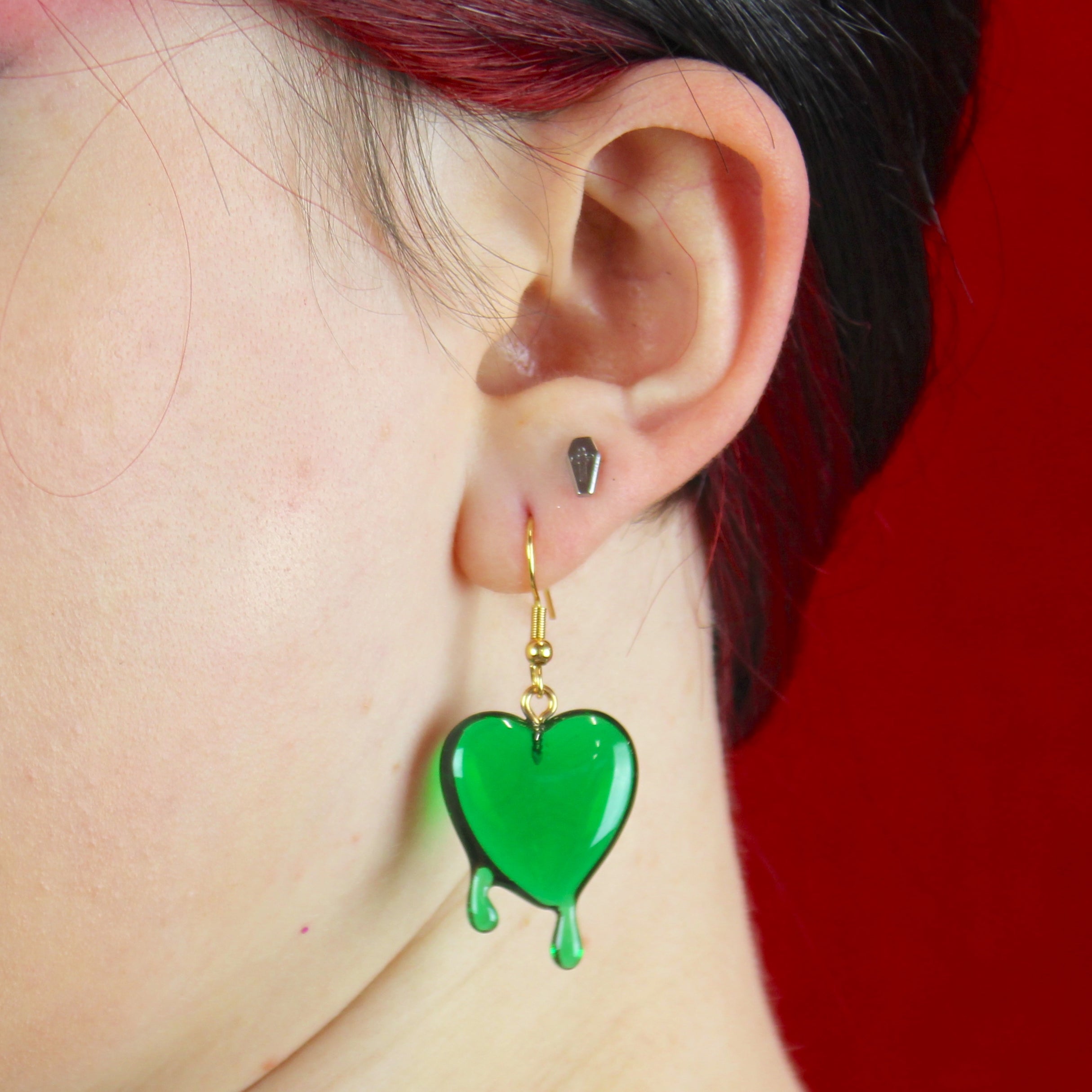 Green Bleeding Love Earrings