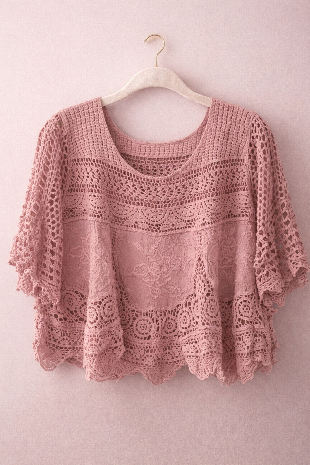 Origami - Heirloom Crochet Rose Detail Top