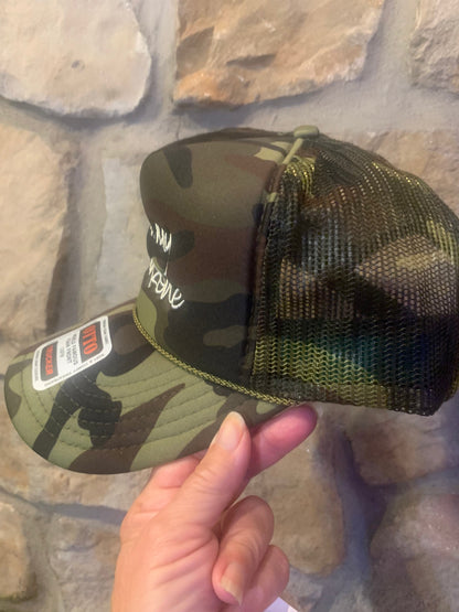 Kiss My Endzone Camo Trucker Hat | Embroidered Game Day Hat