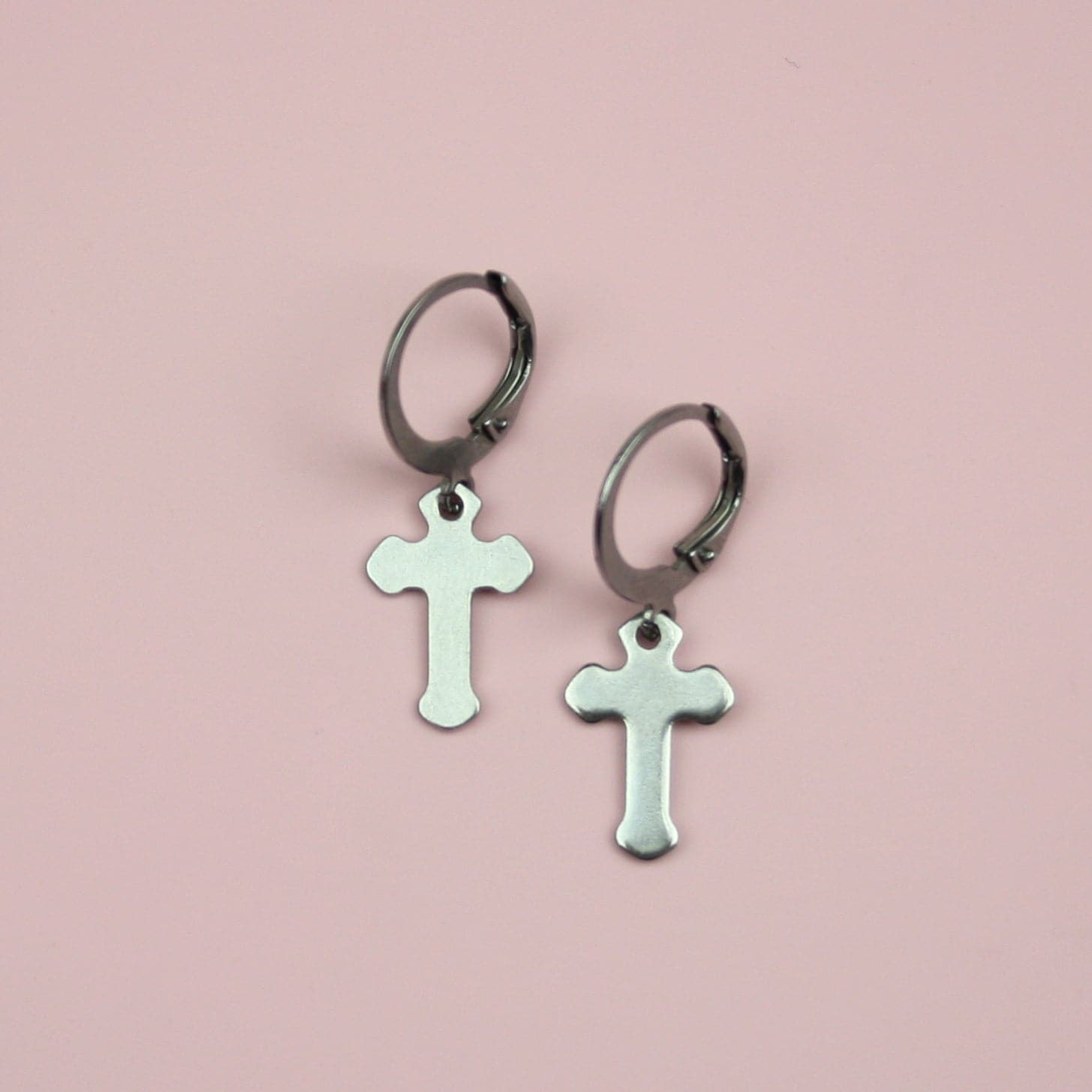 Gothic Cross Hoop Earrings