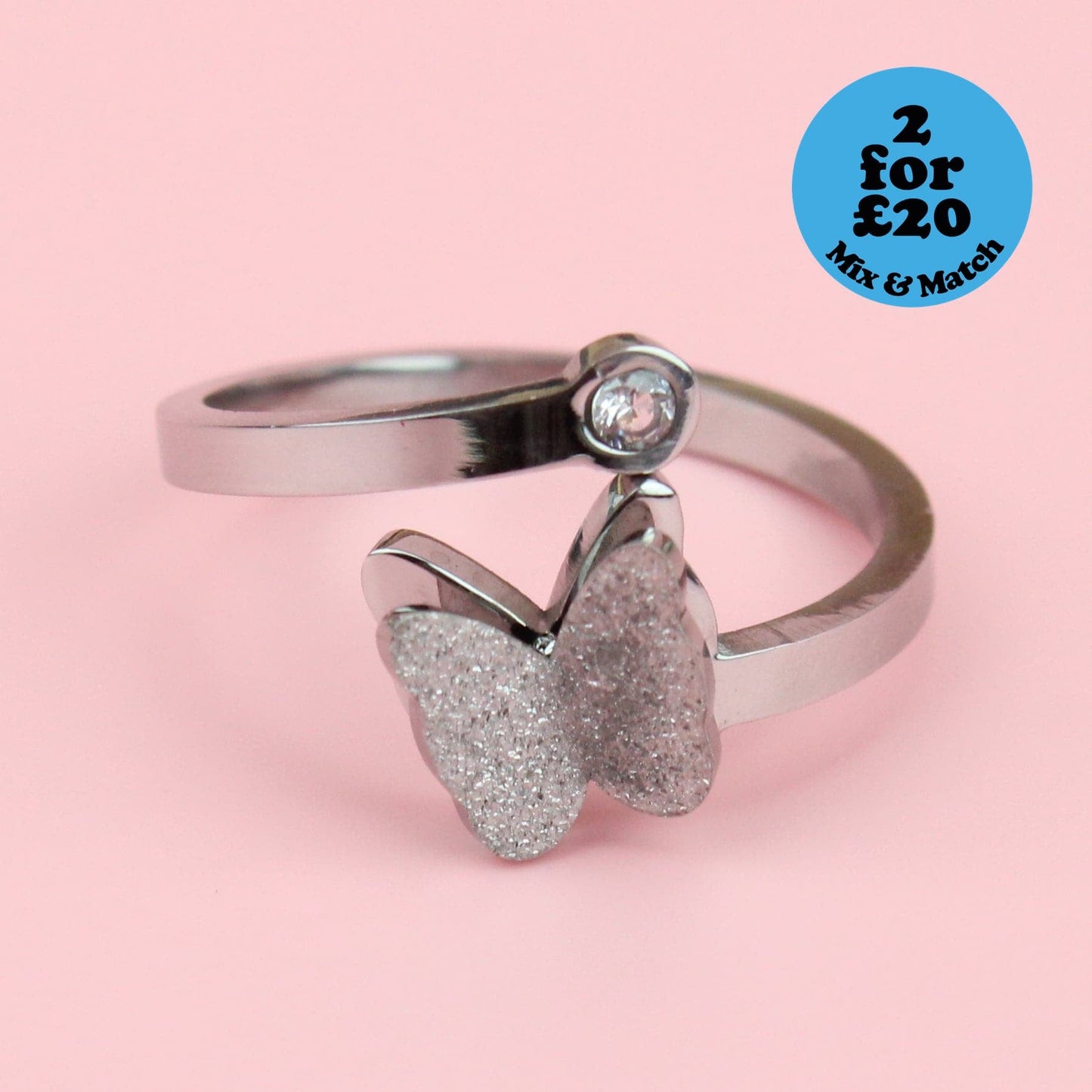 Glitter Butterfly Ring