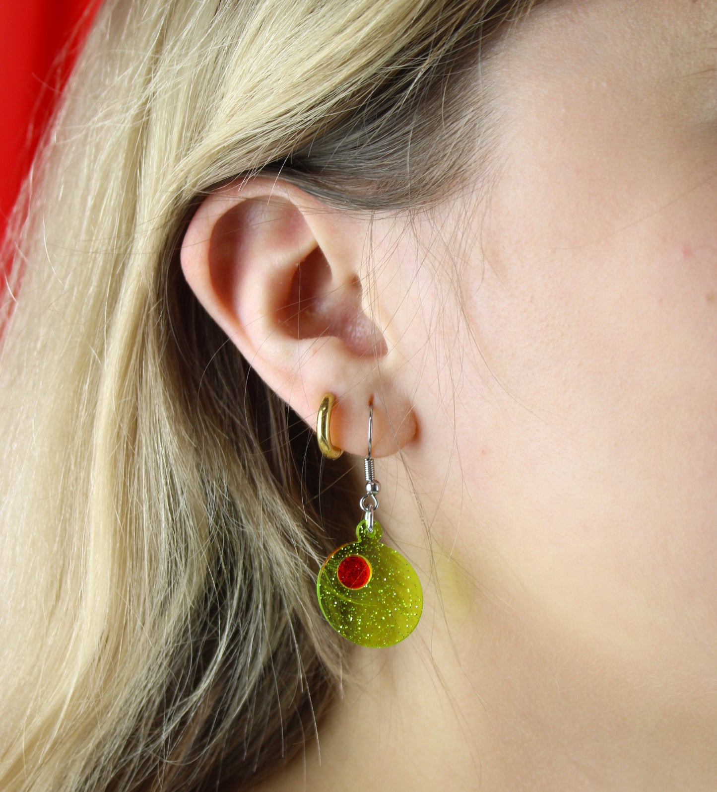 Glitter Olive Earrings