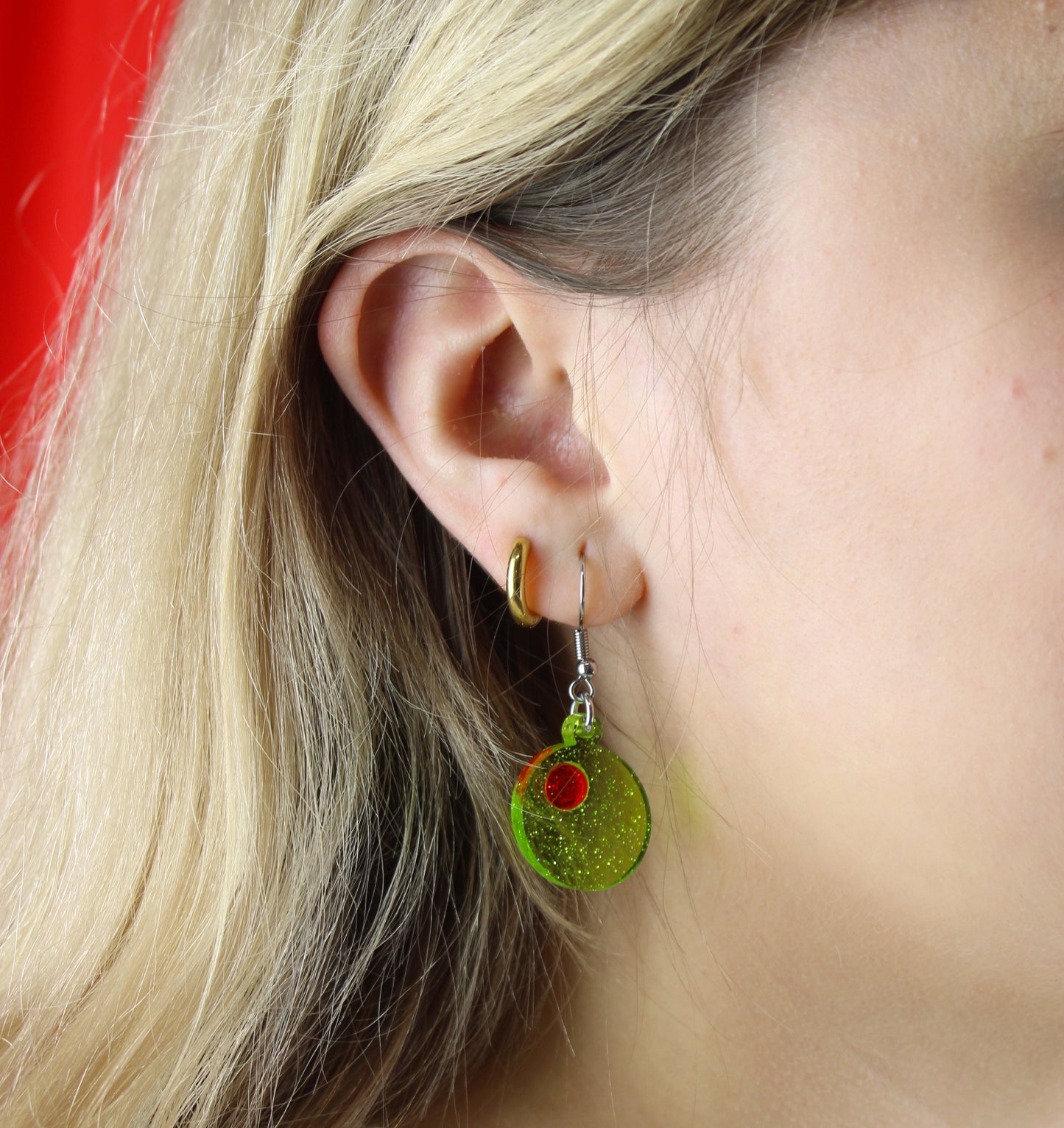 Glitter Olive Earrings