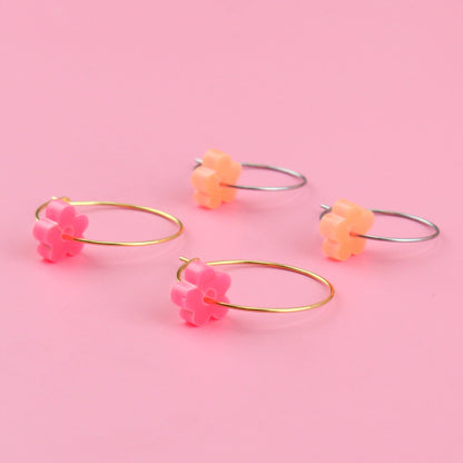 Fruit Salad Flower Power Hoop Earring Set