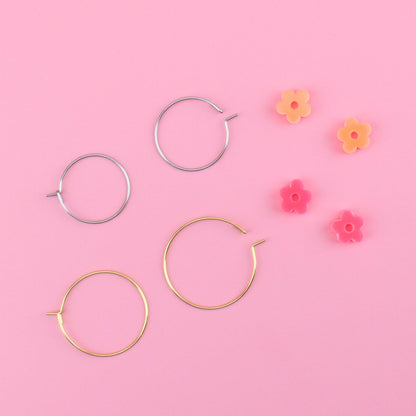 Fruit Salad Flower Power Hoop Earring Set