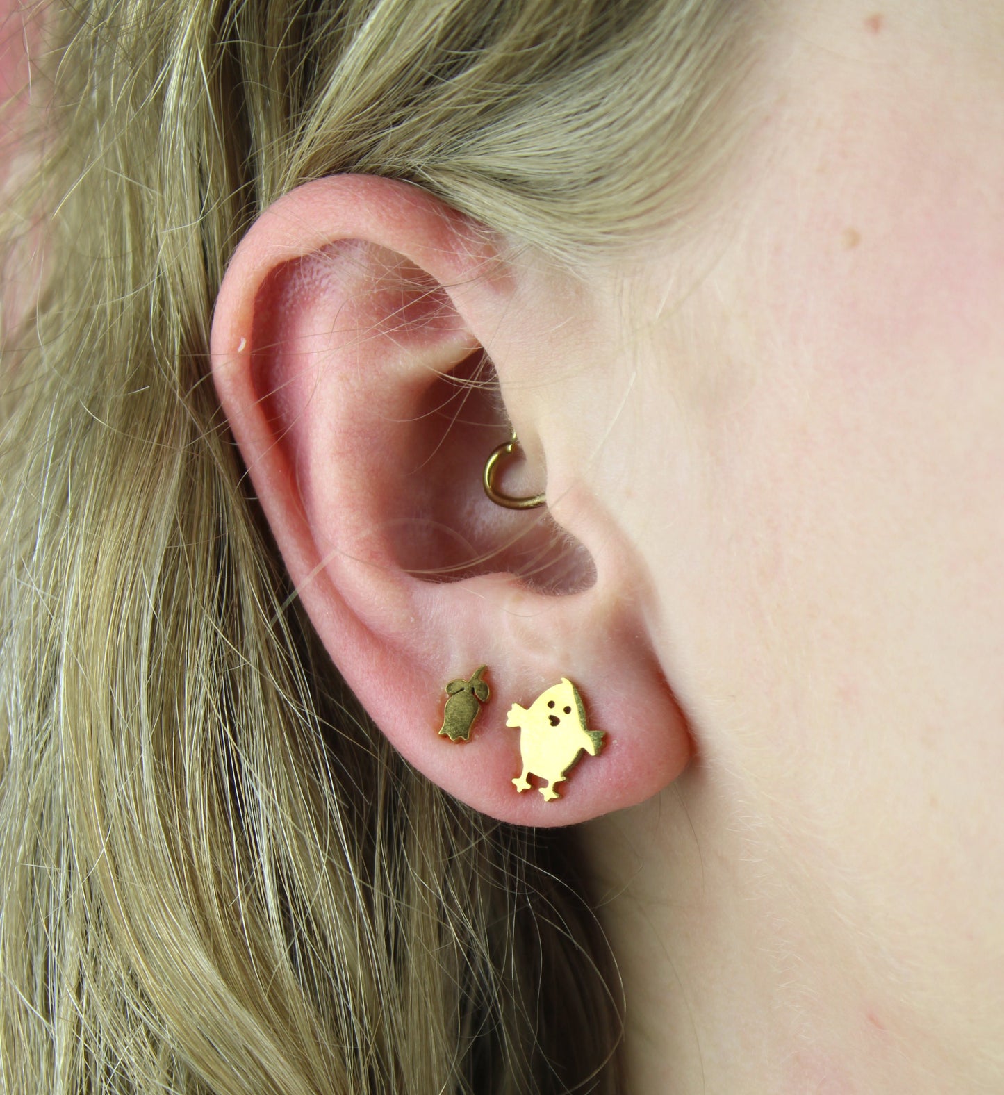 Funky Chick Stud Earrings - Gold Plated