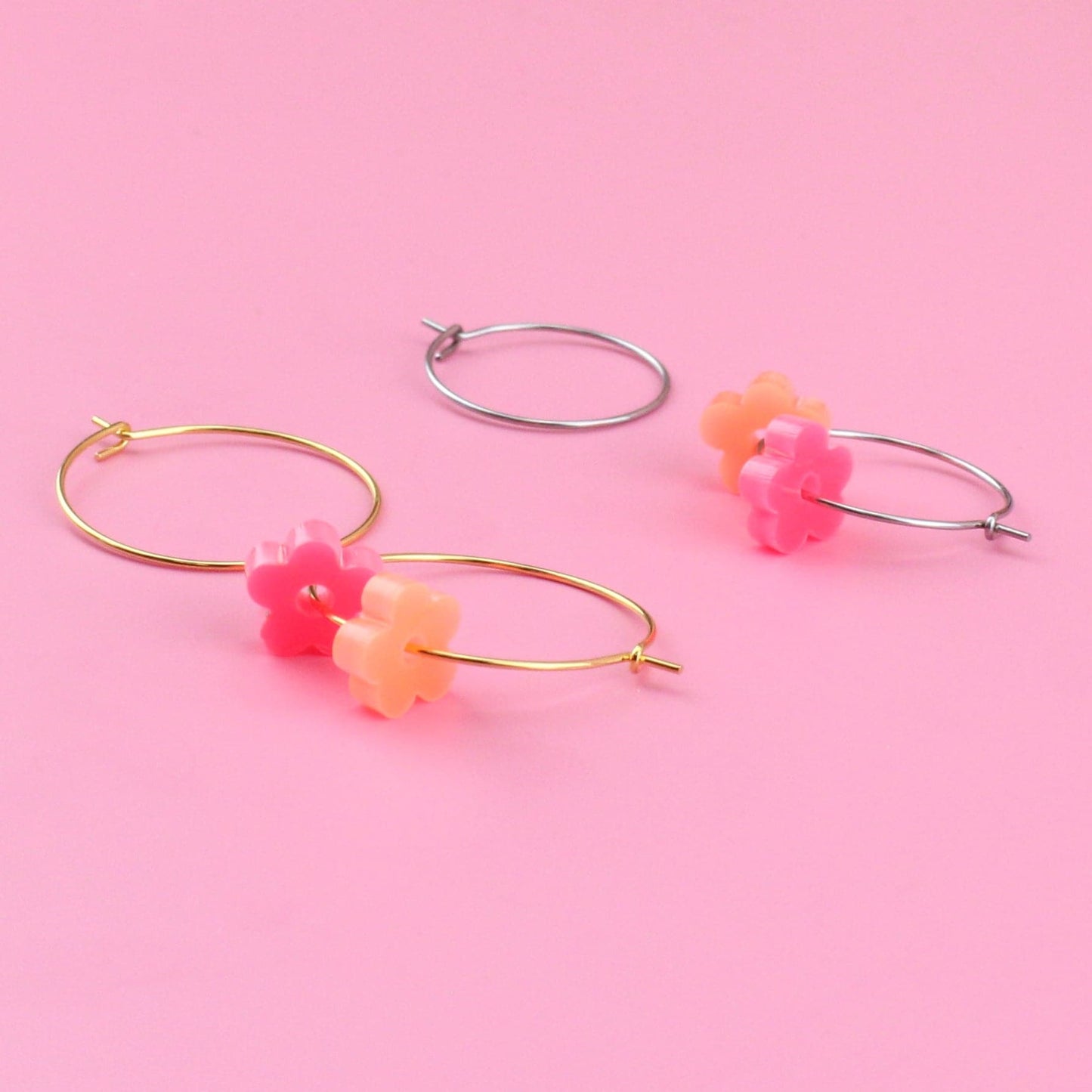 Fruit Salad Flower Power Hoop Earring Set