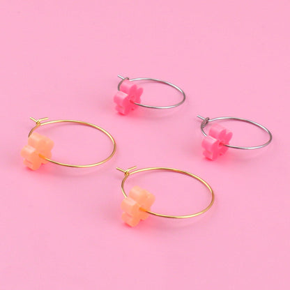 Fruit Salad Flower Power Hoop Earring Set