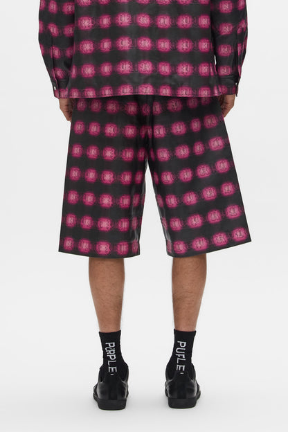 Plaid Leather Shorts