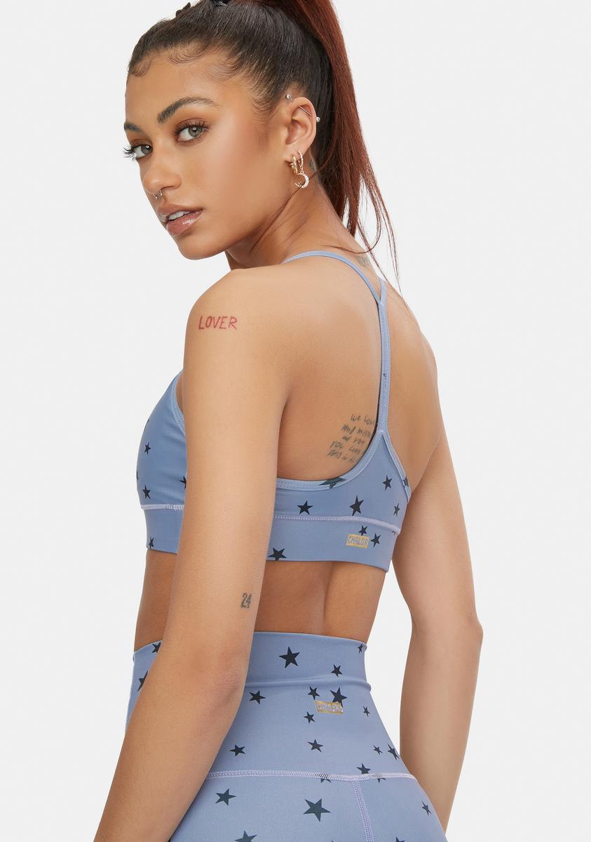 All Over Scattered Stars Spaghetti Sports Bra