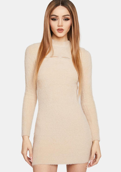 Almond Take 'Em By Surprise Mini Dress