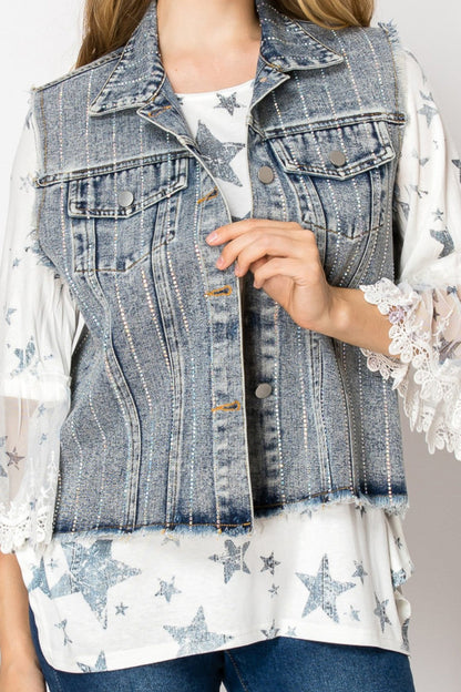 Origami - Sequin Denim Vest