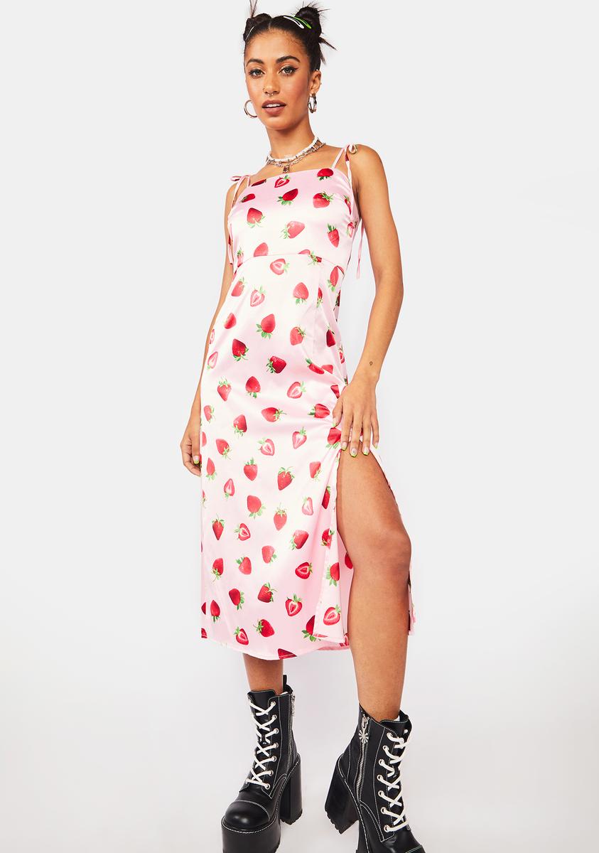 90's Strawberry Satin Dress