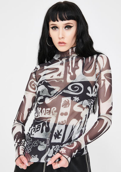 Abstract Print Mesh Top